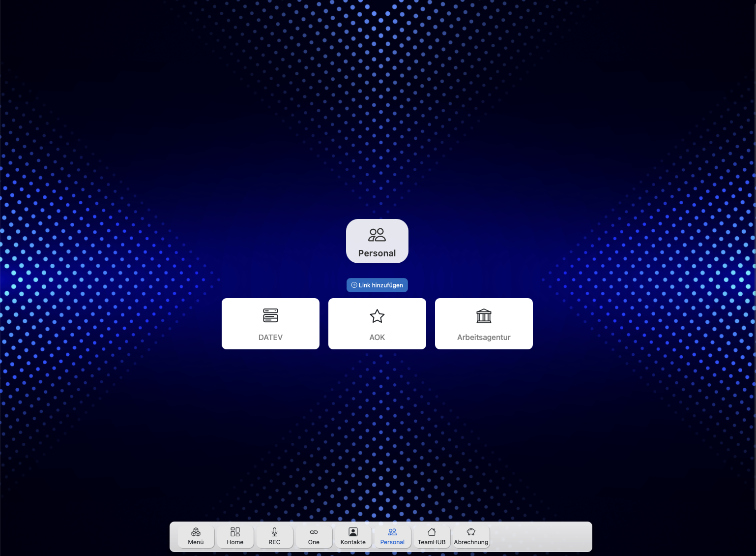 TeamHUB One App-Verwaltung zeigt zentrale Übersicht aller verfügbaren Anwendungen und Webseiten mit Zugriffsberechtigungen